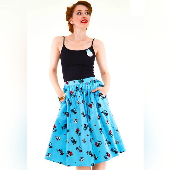 Voodoo Vixen Dresses & Skirts - Voodoo Vixen Harper Kitten Print Skirt